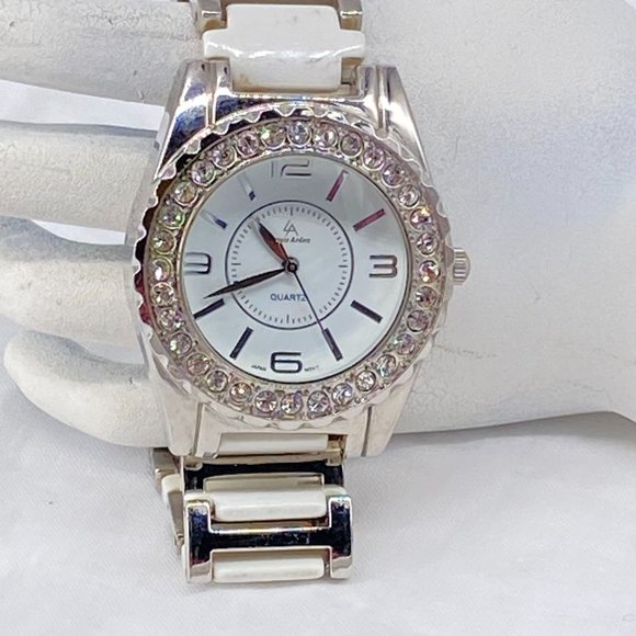 Watch Louis Arden Quartz Analog Wristwatch Metal Link Bracelet Band Rhinestone B - Picture 2 of 6